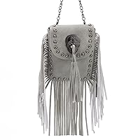 Oweisong Leather Skull Fringe Purses for Women Black Tassel Shoulder Crossbody Bag Unique Gothic Punk Satchel Handbag