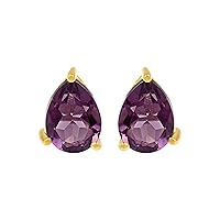7x9 MM Pear Shape Gemstone,18k Gold Plated Earrings with 5ct Genuine Gemstone Crystals, Birthstone Jewelry for Women