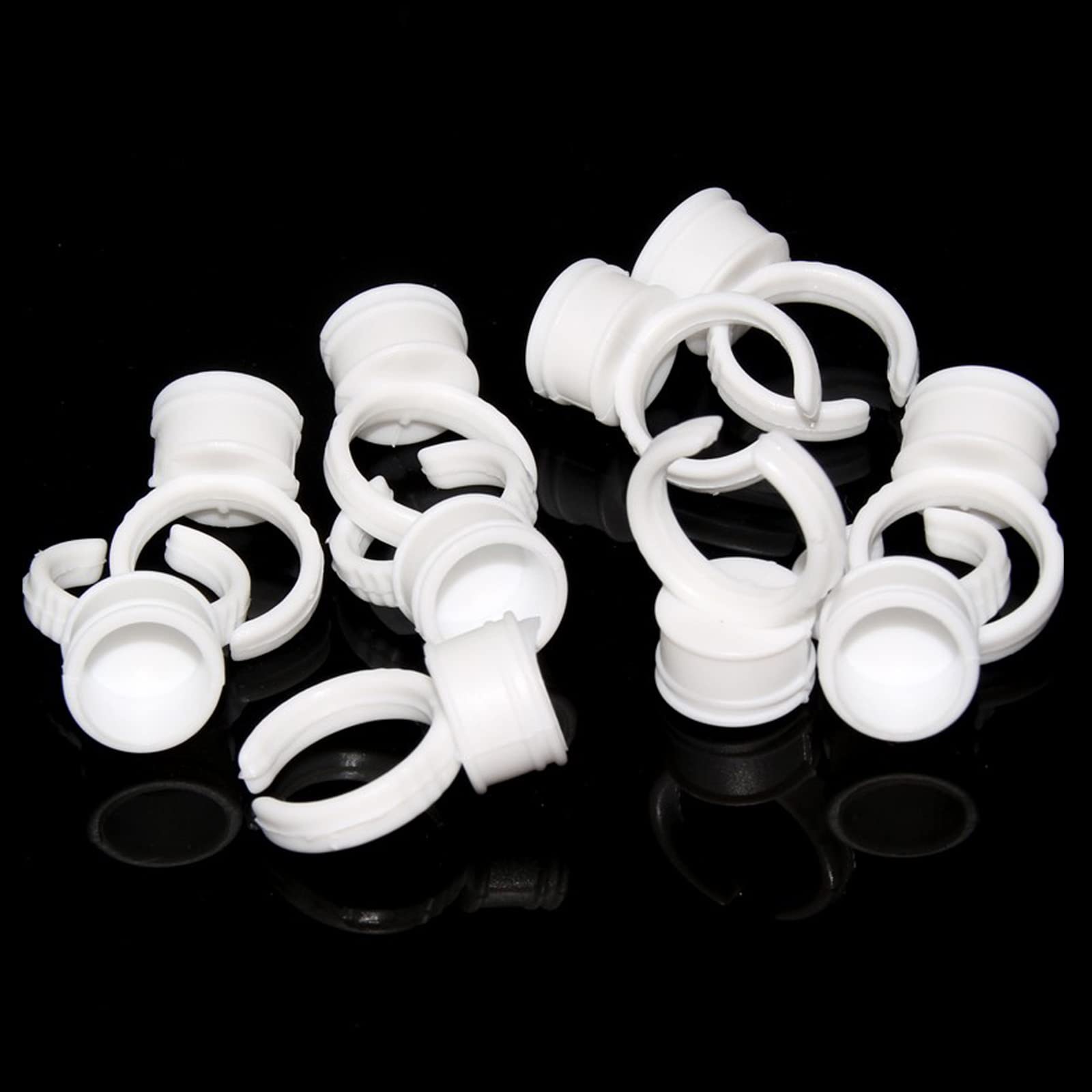 COOSKIN 100pcs Microblading Pigment Glue Rings Tattoo Ink Holder for Eyelash Extension Rings