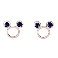 Girl's and Child's Mickey Mouse Round CZ with Simulated Diamond Stud Earrings