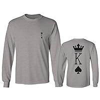 Front and Back King Queen Couple Couples Gift her his mr ms Matching Valentines Wedding Long Sleeve Men's