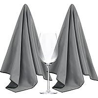 SINLAND Microfiber Glass Polishing Cloths Large Size Thick Lint -Free Drying Towels for Wine Glasses Stemware Dishes Stainless Appliances 20 Inch X 25 Inch Pack of 2 Dark Grey