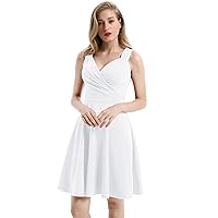 Women's Sleeveless Wrap V-Neck A-line Bridesmaid Cocktail Party Dress