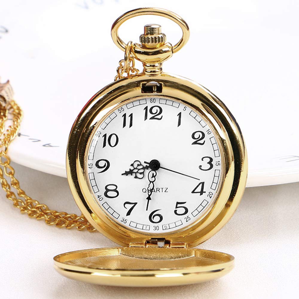 alladaga Set of 2 Classic Pocket Watch with Chain for Men and Women