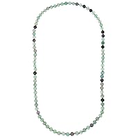 ELEDORO Genuine Gemstone Pearl Necklace Endless Knotted 8 mm Necklace 80 cm Long