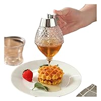 Glass Syrup Dispenser for Pancakes - Honey Dispenser No Drip Glass with Stand, Honey Glass Container, Glass Honey Dispenser, No Drip Honey Dispenser Glass, Syrup Dispenser, Syrup Bottle 8 oz