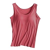2024 Summer Women's Loose Basic Dressy Athletic Hawaiian Tank Tops with Built in Bra Loose Fitting Solid Sleeveless