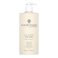 Hairitage Now & Lather Mint & Yuzu Scented Body Wash for Women, Men & Kids - Oat Kernel & Gotu Kola Extracts for All Skin Types - Eucalyptus Oil & Peppermint Oil, 14 fl oz.