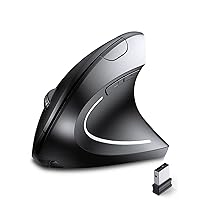 Ergonomic Mouse Wireless,Rechargeable Vertical Mouse with USB Receiver,6 Buttons 800/1200/1600 Computer Mouse for Laptop PC(Right Hand,Black)