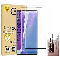 Galaxy Note 20 Ultra Screen Protector 【2+2 Pack】With Camera Lens Protector [ 3D Glass ] Compatible Fingerprint Easy Installation 9H Hardness Tempered Glass Screen Protector for Samsung Galaxy Note 20 Ultra 5G
