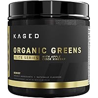 Kaged Organic Greens Elite | Superfood and Greens Powder with Apple Cider Vinegar, Adaptogen, Prebiotics, Vitamins & Minerals | Berry | 30 Servings