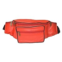 Leatherboss Genuine Leather Fanny Pack Pouch Waist Belt Bag for travel for men women, Red