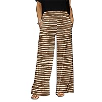 Women's Cream & Brown Wide Leg Pants with Pockets