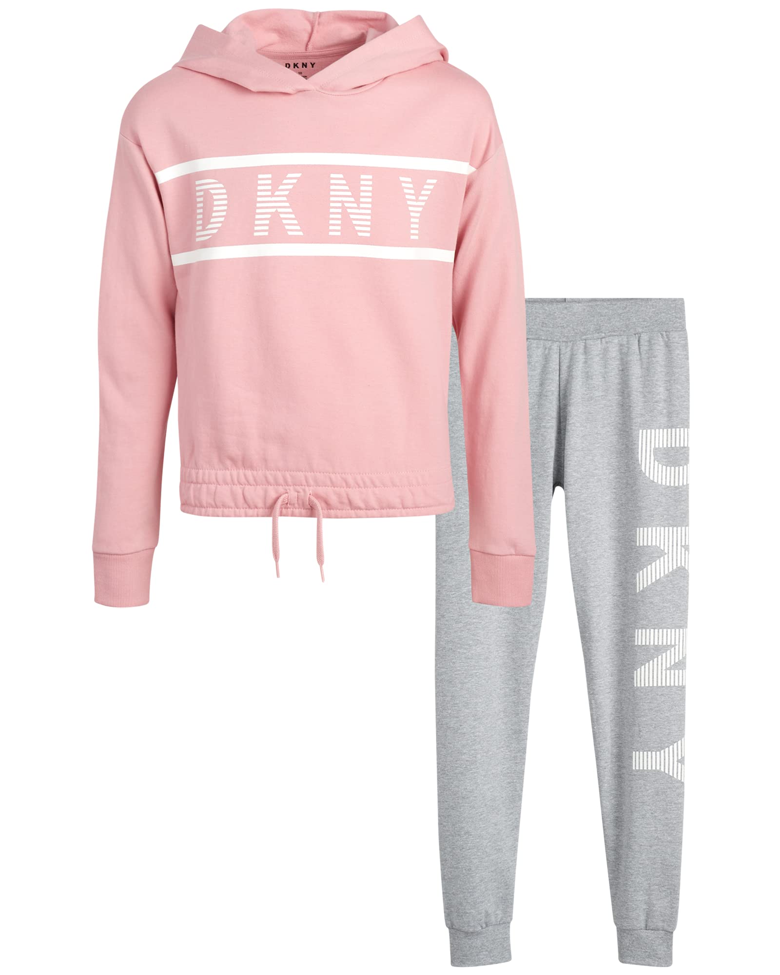 DKNY Girls’ Jogger Set – 2 Piece Hoodie and Sweatpants Kids Clothing Set (Size: 4-12)
