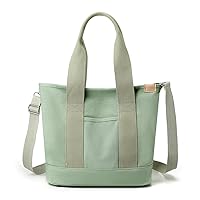 Canvas Tote Bag with Zipper for Women Crossbody Bag Trendy Shoulder Handbag Satchel Hobo Bag Messenger Bag with Compartments