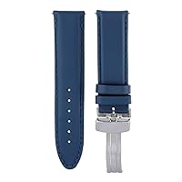 Ewatchparts 18-19-20-22-24mm Leather Band Strap Smooth Waterproof Compatible with Omega Seamaster Blue
