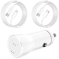 [Apple MFi Certified] iPhone Car Charger Fast Charging, GODMADES 72W Dual USB-C Rapid Car Charging Cigarette Lighter+Type-C Cable&Lightning Cable for iPhone 15/15 Pro/15 Pro Max/14/13/12/11/XS/XR/iPad