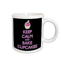 3dRose mug_159620_1 Keep Calm and Bake Cupcakes Baking Baker Dessert Pastry Chef Ceramic Mug, 11-Ounce