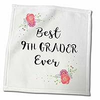 3dRose Floral Best 9th Grader Ever Pink Flowers Starting Ninth Grade School - Towels (twl-316200-3)
