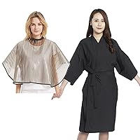 Salon Essential Bundle: Waterproof Hair Dye Cape Bib & Kimono Style Client Gown - Perfect for Salon and Home Use