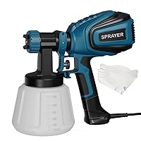 Paint Sprayer, 700W HVLP Spray Gun with Cleaning & Blowing Joints, 4 Nozzles and 3 Patterns, Easy to Clean, for Furniture, Cabinets, Fence, Walls, Door, Garden Chairs etc. VF803 Blue