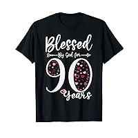 Blessed by God For 90 Years Old 90th Birthday Gift For Women T-Shirt