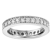 1.15 ct Ladies Round Cut Diamond Eternity Wedding Band Ring in 14 kt White Gold