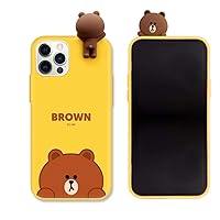 LINE Friends KCE-CSB051 iPhone 12 Pro Soft Case, Line Friends, Brown Figure, Matte Finish, iPhone 12 Pro Cover, Official Licensed Product