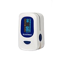 Finger Pulse Oximeter and Heart Rate Monitor- Portable Blood Oxygen Level and Heart Rate Fingertip Sensor with Carrying Case and Lanyard by Bluestone