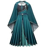 Little Girls Ice Princess 2 Coronation Costume Dress Up with Cape Halloween Birthday Party Fancy Outfits