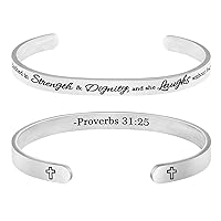 𝐂𝐡𝐫𝐢𝐬𝐭𝐢𝐚𝐧 𝐁𝐫𝐚𝐜𝐞𝐥𝐞𝐭𝐬 for 𝐖𝐨𝐦𝐞𝐧 Inspirational Religious Gifts for Her Bible Verse Bapstism Jewelry Cuff Bangle