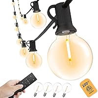 Yuusei Outdoor String Lights with Remote, 200ft Dimmable Patio Lights Outdoor Waterproof, String Lights for Outside with 100+4 Shatterproof Bulbs, Hanging Lights for Porch Bistro Cafe Market