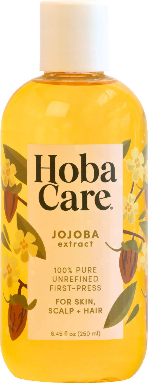 HobaCare Jojoba Oil - 100% Pure, Unrefined Jojoba Oil Cold Pressed for Scalp & Nails - Moisturizing Body Oil for Dry Skin - Natural Jojoba Oil for Hair & Beard Care, Women & Kids (8.45 fl oz / 250 ml)