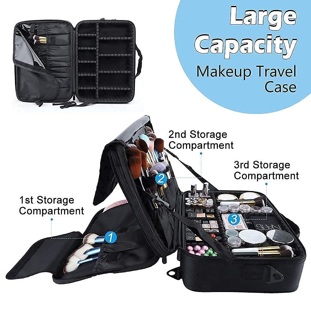 gzcz Travel Makeup Train Case Professional Makeup Bag 13.5