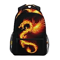 ALAZA Dragon Firing Backpack Purse with Multiple Pockets Anime Name Card Personalized Travel Laptop School Book Bag, Size M/16.9 inch