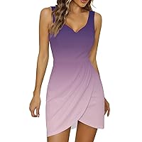 Women's Summer Dress Ladies Womens Wear 2023 Spring Style Wavy Pattern Sexy Wrapped Chest Strap Dress(2-Purple,Small)