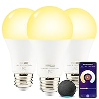 HVS Smart Light Bulbs, 3 Packs 9W A19 E26 Dimmable Tunable Cool Warm White LED Light Bulb 2500k-6500k, APP Control 2.4GHz WiFi(Only) Bluetooth Assist Connection, Work with Alexa/Google Assistant