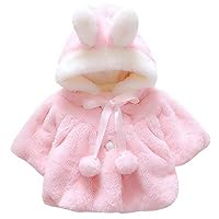 Happy Cherry Baby Girls Fur Warm Coat Cloak Overcoat Hoodies Cute Outdoor Suit