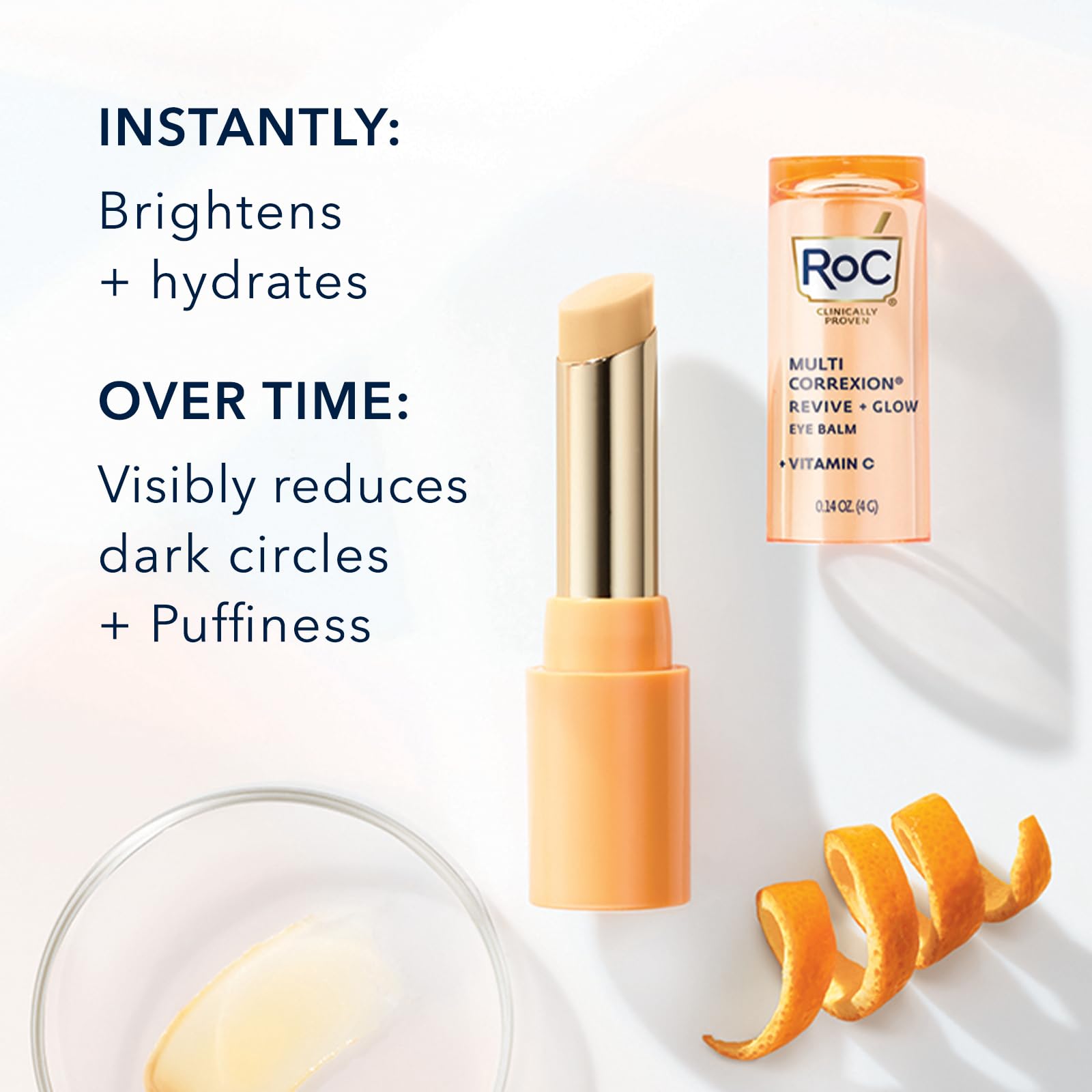 RoC Multi Correxion Revive + Glow Vitamin C Eye Balm (0.14 oz) with Retinol Eye Cream Packette