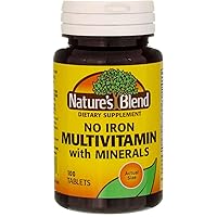 Nature's Blend Multiple Vitamin with Minerals Tablets No Iron - 100 Tablets, Pack of 4
