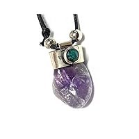 Tumbled Healing Gemstone Crystal Pendant Silver Metal Chrysocolla Adjustable Necklace - Womens Fashion Handmade Chakra Jewelry Boho Accessories