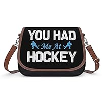 You Had Me at Hockey Shoulder Bag for Women Trendy Crossbody Purses Leather Handbag Clutch Tote Bags