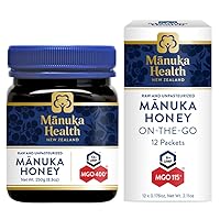Manuka Health Bundle, UMF 13+/ MGO 400+ Manuka Honey (8.8oz Jar) and UMF 6+/MGO 115+ On-The-Go Packets (12 Count), Superfood, Authentic Raw Honey from New Zealand