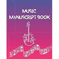 Pink & Blue Gradient Music Manuscript Book - 12 Stave : 104 pages | guitar notebook, music notes book: Music Manuscript Book