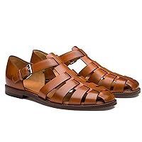 European and Amenrican Mens Fisherman Sandals,Summer Leather Casual Baotou Breathable Fisherman Shoes.