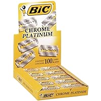BIC Chrome Platinum Double Edge Safety Razor Disposable Single Blades (100 Pack)