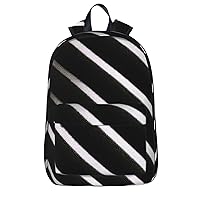 Black And White Line Design Backpack Printing Backpack Light Casual Backpack Capacity 16 Inch With Laptop Compartmen