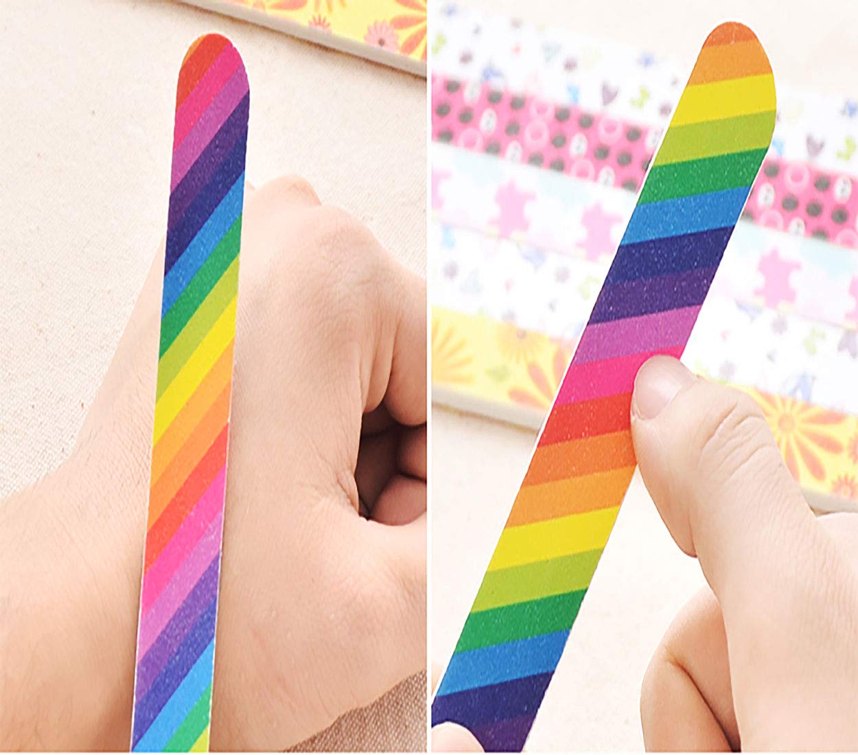 Nail File 10 PCS Professional Double Sided 100/180 Grit Nail Files Emery Board Colorful Manicure Pedicure Tool and Nail Buffering Files