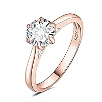 JewelryPalace 0.5 ct 1.5 ct Round Moissanite Solitaire Promise Ring Women's Jewellery Set, Engagement Ring Women's Ring Silver 925 with Stone Women, Simulated Diamond Wedding Rings Silver Rings Rose Gold