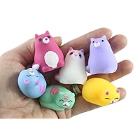 Set of 6 Cat Mochi Squishy Animals - Kawaii - Cute Individually Boxed Wrapped Toys - Sensory, Stress, Fidget Party Favor Toy (Set of All 6 Cats)
